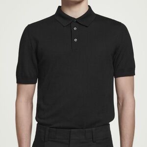 COS NWT Men’s Black Knitted Silk Blend Polo Shirt - Size : Medium/Regular Fit